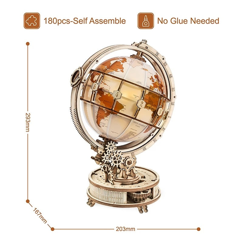 CraftAura Luminous Globe 3D Wooden Puzzle ST003