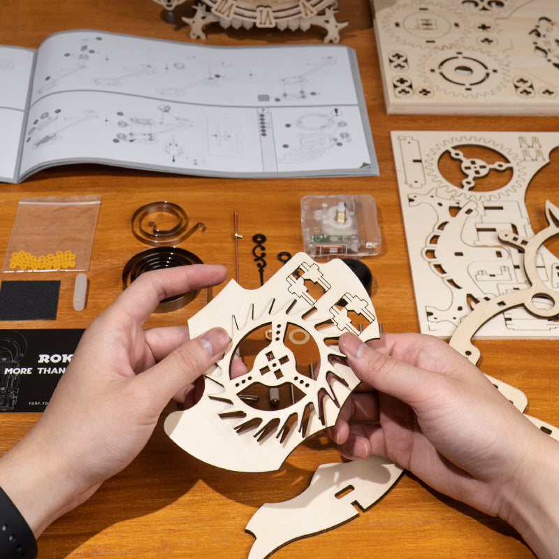 CraftAura Owl Clock Mechanical Gears 3D Wooden Puzzle LK503