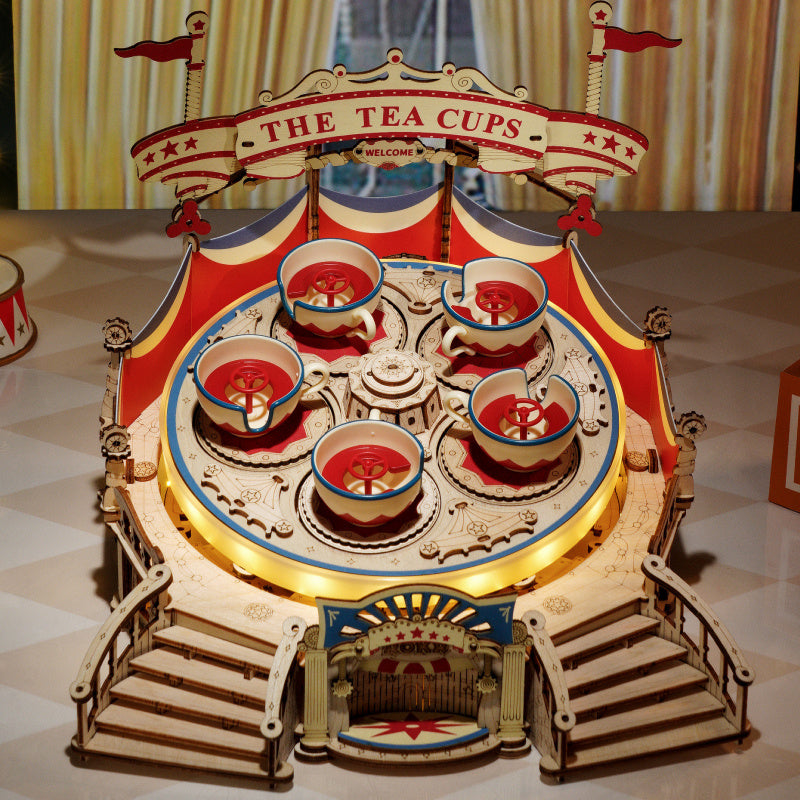 CraftAura Tilt-A-Whirl DIY Music Box 3D Wooden Puzzle EA04