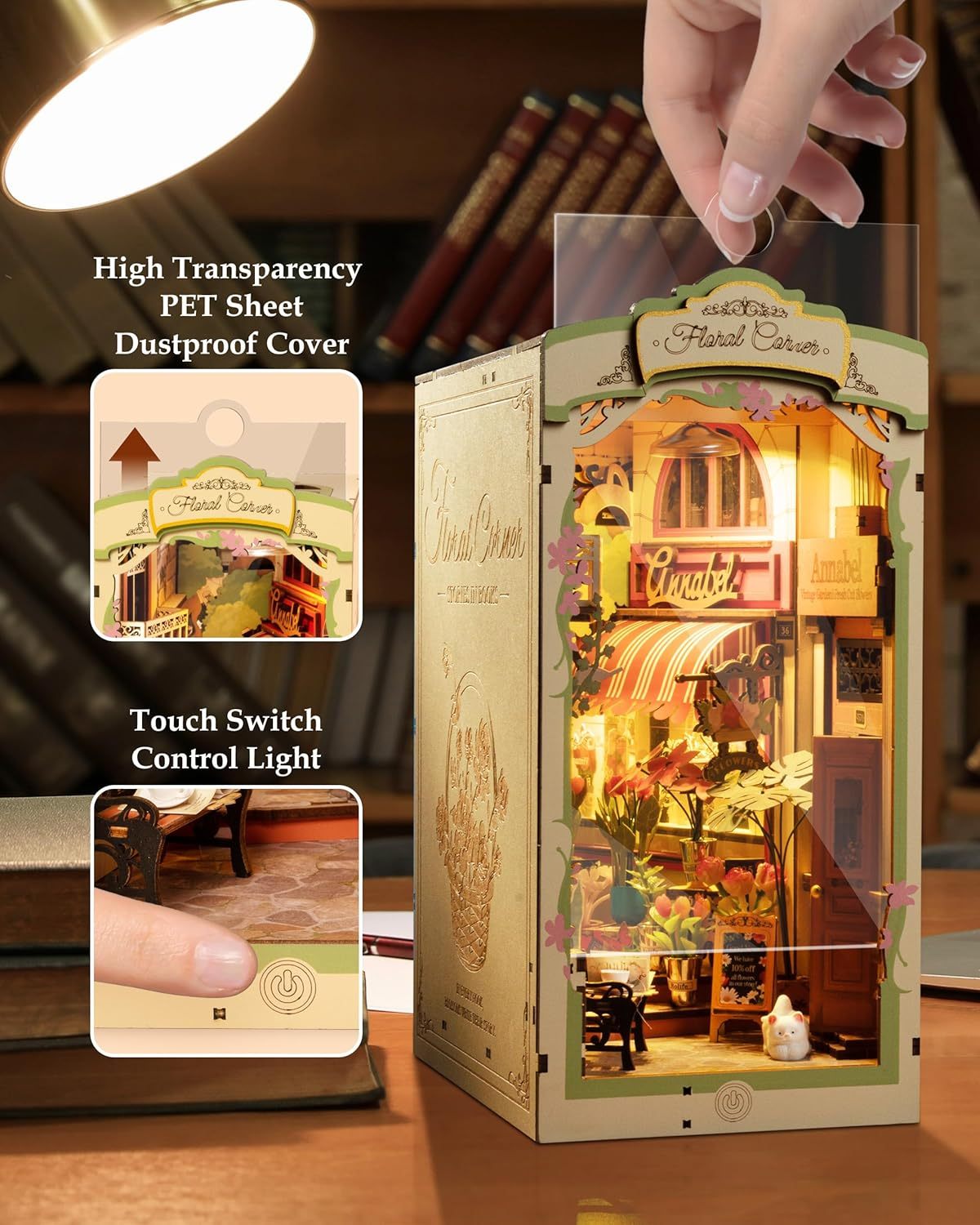 CraftAura Floral Corner DIY Book Nook Shelf Insert Kit TGB09