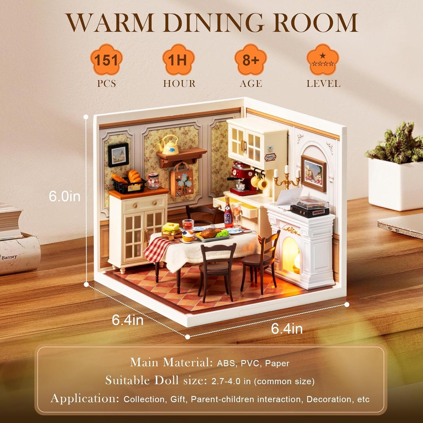 CraftAura Warm Dining Room DIY Miniature House DW015B