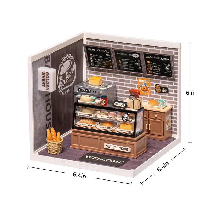 CraftAura Super Creator Golden Wheat Bakery DIY Miniature House Kit DW005