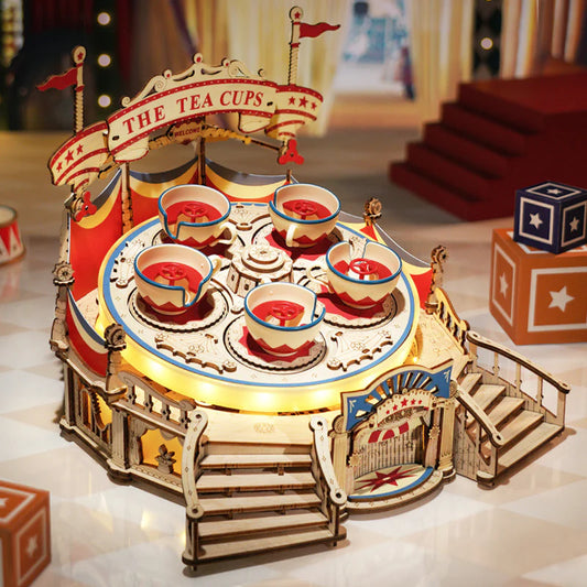 CraftAura Tilt-A-Whirl DIY Music Box 3D Wooden Puzzle EA04